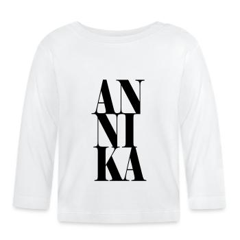 Annika Name Vorname Moderne Schrift Wort Art - Baby Bio-Langarmshirt - Weiß - Vorne