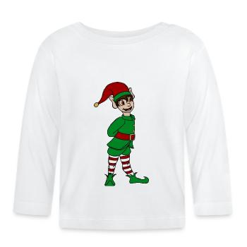 Christmas Elf - Organic Baby Long Sleeve T-Shirt - white - Front