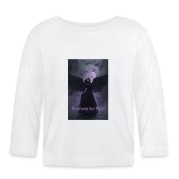 Night creature with black wings - Organic Baby Long Sleeve T-Shirt - white - Front