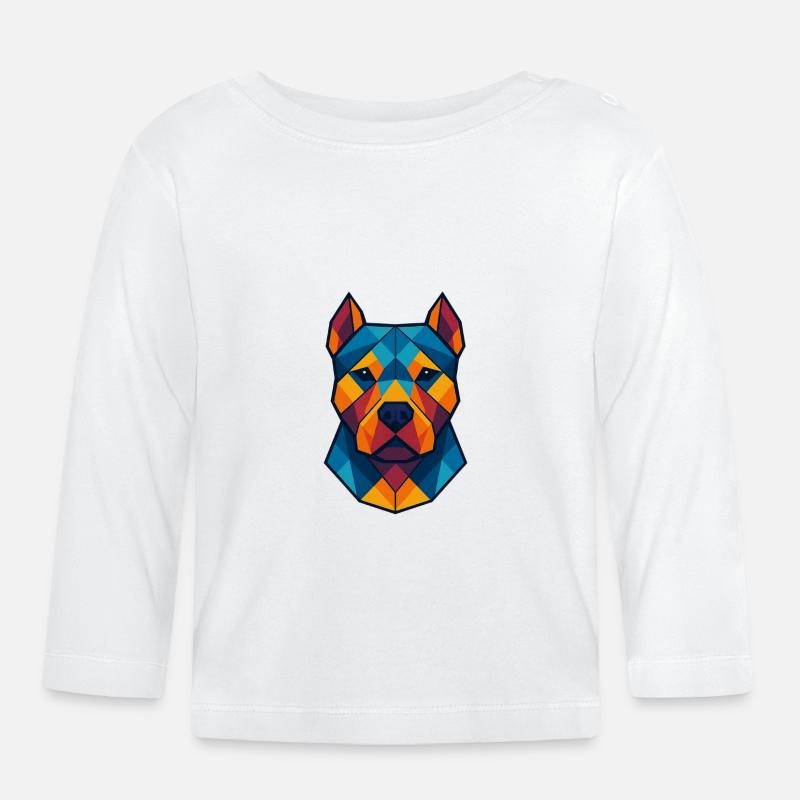 Chien | Tête de chien Impression / Impression / Design - T-shirt manches longues bio Bébé - blanc
