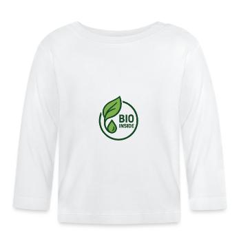 Chemise à logo organique à l’intérieur des feuilles - T-shirt manches longues bio Bébé - blanc - Devant