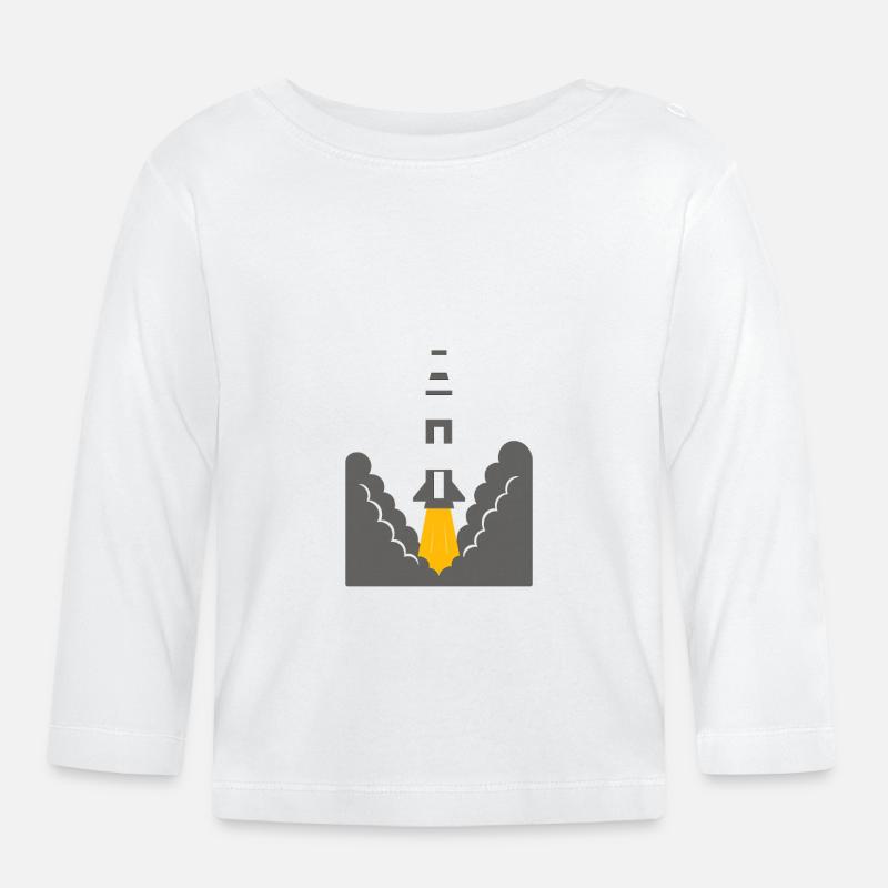Lancement de fusée - T-shirt manches longues bio Bébé - blanc