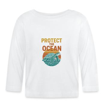 Protect the Sea Turtle - Organic Baby Long Sleeve T-Shirt - white - Front