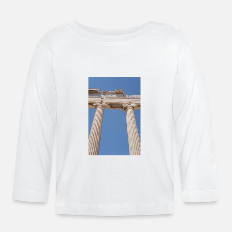 Ancient columns under blue sky, Acropolis - Organic Baby Long Sleeve T-Shirt - white