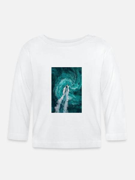 Spiralförmiges Ozean-Kielwasser - Baby Bio-Langarmshirt - Weiß