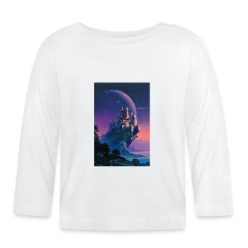 Château au clair de lune au-dessus de l’île Nebula - T-shirt manches longues bio Bébé - blanc - Devant