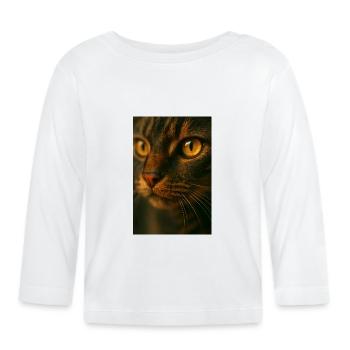 Yeux de chat fermés - T-shirt manches longues bio Bébé - blanc - Devant