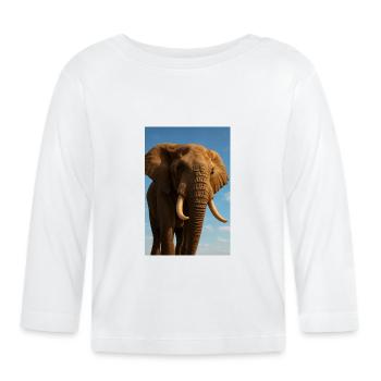 Éléphant en gros plan avec le soleil - T-shirt manches longues bio Bébé - blanc - Devant