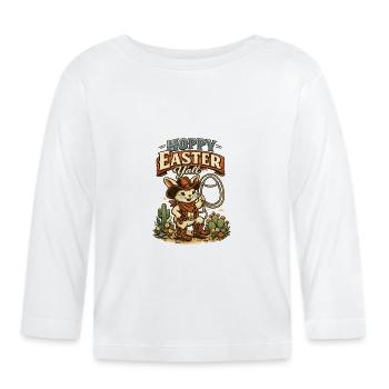 Joyeuses Pâques Lasso Cowboy rétro - T-shirt manches longues bio Bébé - blanc - Devant
