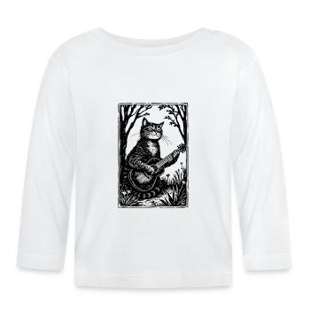 chat jouant de la guitare - T-shirt manches longues bio Bébé - blanc - Devant