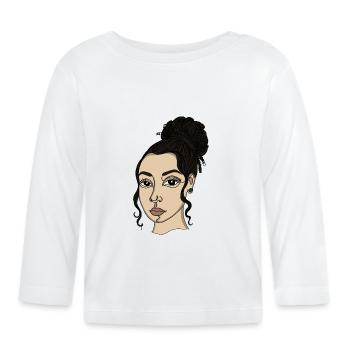 Portrait Style Bun Nose Piercing - Organic Baby Long Sleeve T-Shirt - white - Front