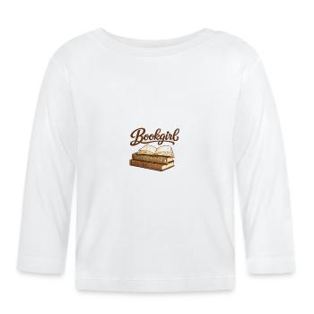 Bookgirl Open Book Motif - Organic Baby Long Sleeve T-Shirt - white - Front