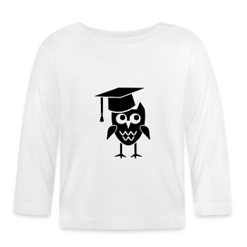 Owl with Doctoral Hat Gift Doctorate Dissertation - Organic Baby Long Sleeve T-Shirt - white - Front