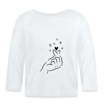 Finger Heart Korean K Pop - Organic Baby Long Sleeve T-Shirt - white - Front