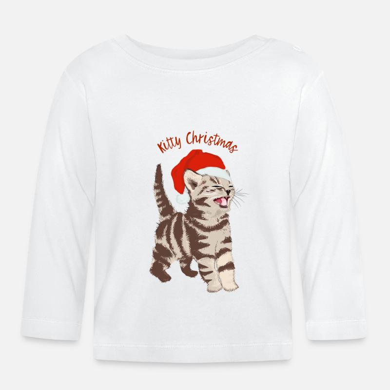 Weihnachtskätzchen - Baby Bio-Langarmshirt - Weiß