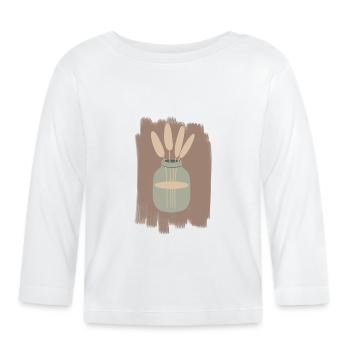 Vase with Reed Minimal - Organic Baby Long Sleeve T-Shirt - white - Front
