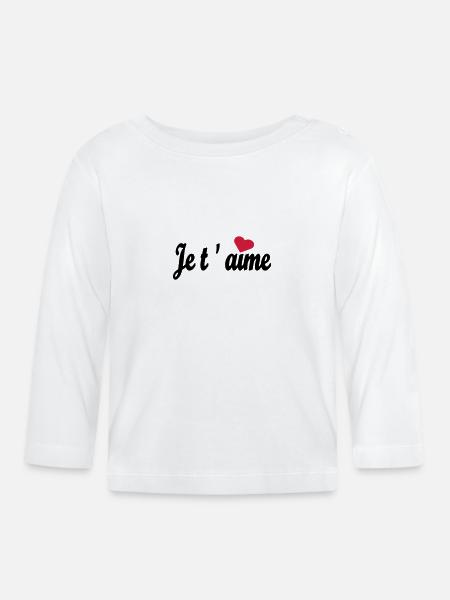 je t `aime - T-shirt manches longues bio Bébé - blanc