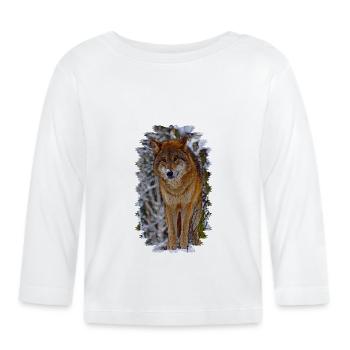 loup - T-shirt manches longues bio Bébé - blanc - Devant