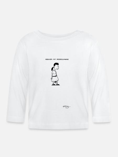 Mädchen mit Pferdeschwanz - Baby Bio-Langarmshirt - Weiß