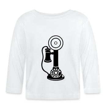 vieux telephone phone 2 - T-shirt manches longues bio Bébé - blanc - Devant