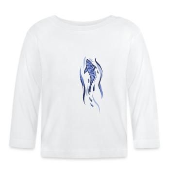 Illustration de requin - T-shirt manches longues bio Bébé - blanc - Devant