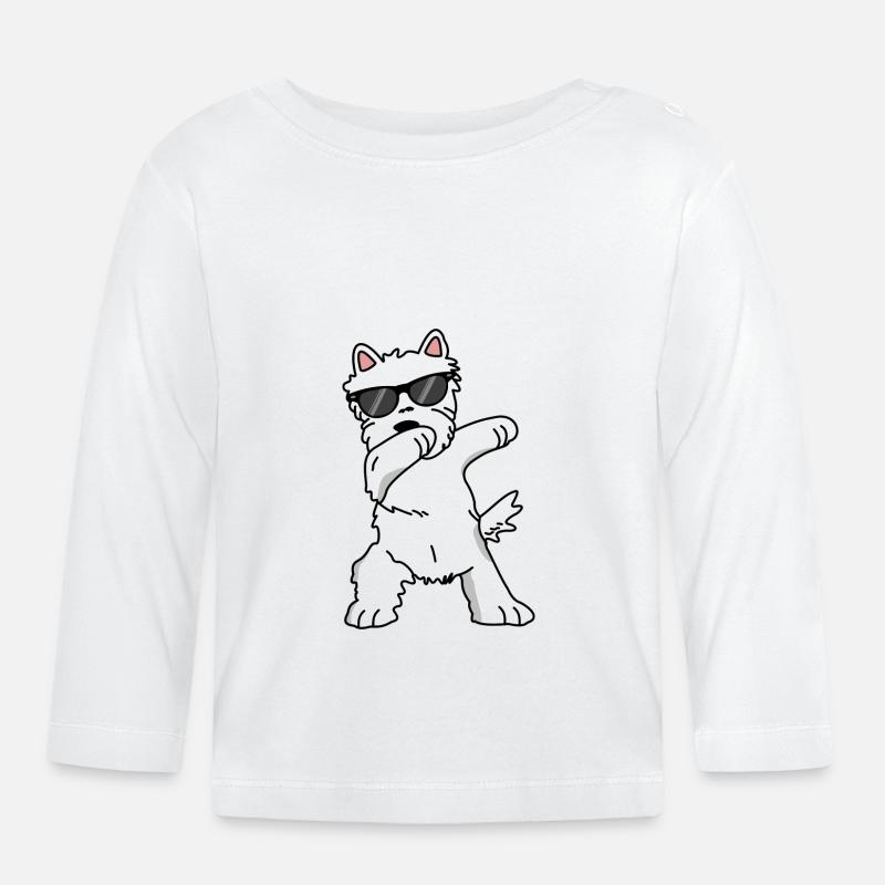 West Highlan Terrier Dabbing Lustig niedlich Tanz - Baby Bio-Langarmshirt - Weiß