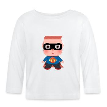 Baby Superheld mit Maske coller Junge - Baby Bio-Langarmshirt - Weiß - Vorne