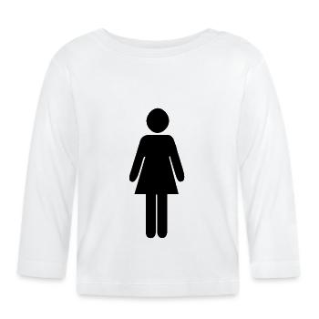 Femme - WC - pictogramme - signe toilettes - T-shirt manches longues bio Bébé - blanc - Devant