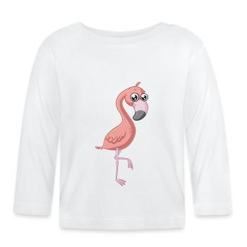 Flamant comique doux - T-shirt manches longues bio Bébé - blanc - Devant