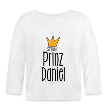 Strampler Prinz Daniel - Baby Spruch lustig - Baby Bio-Langarmshirt - Weiß - Vorne