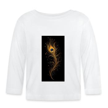 Plume de paon - T-shirt manches longues bio Bébé - blanc - Devant