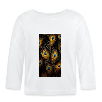 Plumes de paon - T-shirt manches longues bio Bébé - blanc - Devant