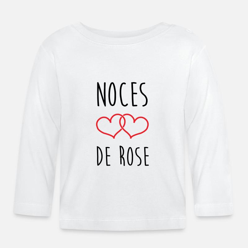 Noces de Rose 17 ans de mariage - T-shirt manches longues bio Bébé - blanc