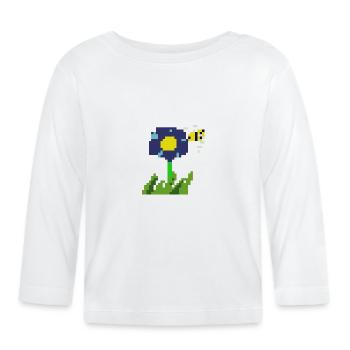 Pixel Blume - Baby Bio-Langarmshirt - Weiß - Vorne