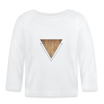 Triangle en bois - T-shirt manches longues bio Bébé - blanc - Devant