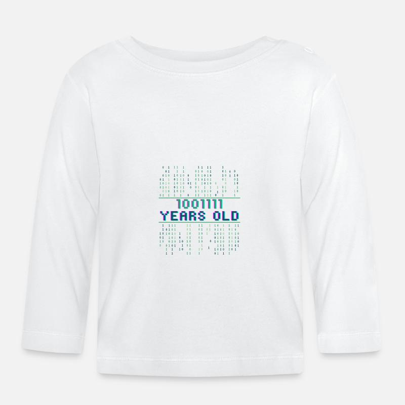 79th Birthday 79 years old Binary Code Computer Science - Organic Baby Long Sleeve T-Shirt - white
