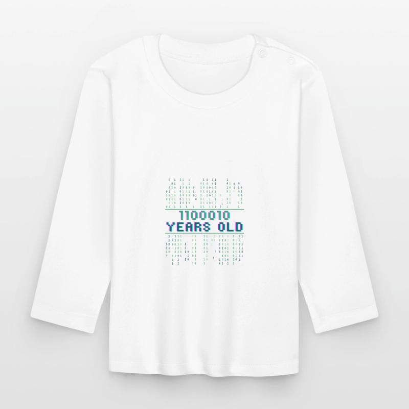 98th Birthday 98 Years Old Binary Code Coder Organic Baby Long Sleeve T-Shirt
