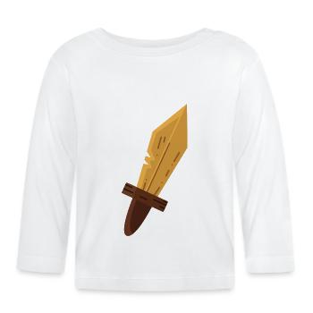 Épée en bois - T-shirt manches longues bio Bébé - blanc - Devant