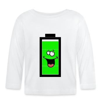 Akku Batterie Power Energie Handy - Baby Bio-Langarmshirt - Weiß - Vorne