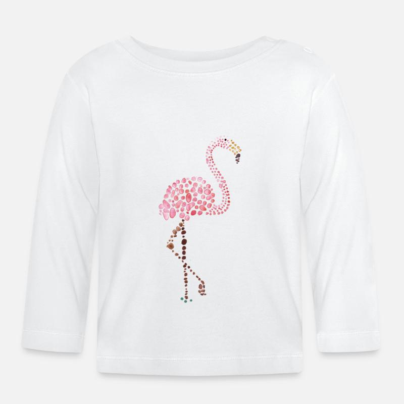 flamand rose - T-shirt manches longues bio Bébé - blanc