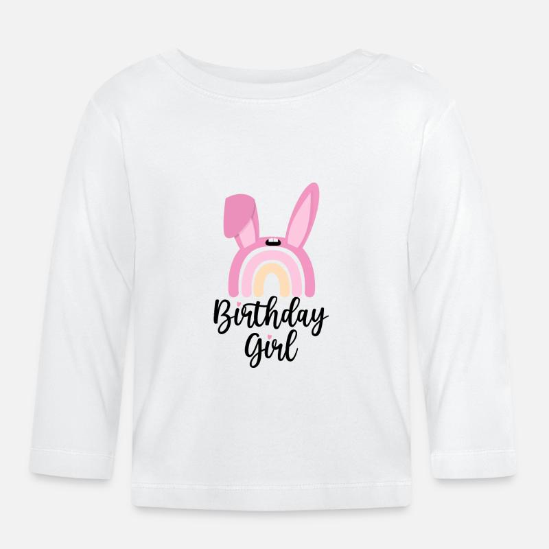Rosa Hase Arc Regenbogen - Baby Bio-Langarmshirt - Weiß