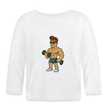 Bande dessinée Bodybuilder - T-shirt manches longues bio Bébé - blanc - Devant
