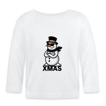 Dessin animé Cool Snowman - T-shirt manches longues bio Bébé - blanc - Devant