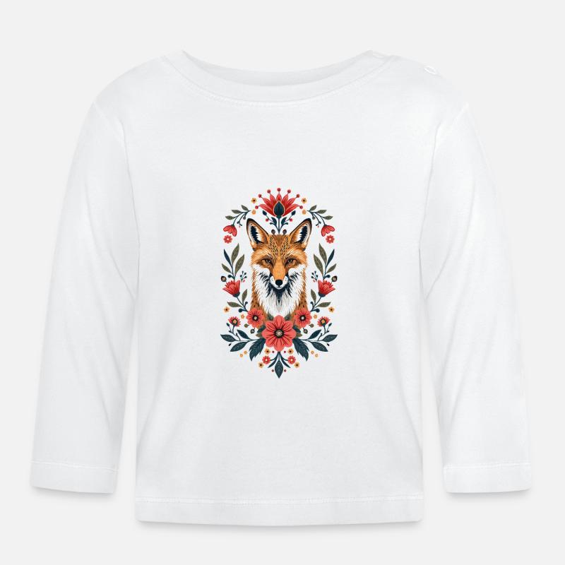 Blumenfuchs Porträt - Baby Bio-Langarmshirt - Weiß