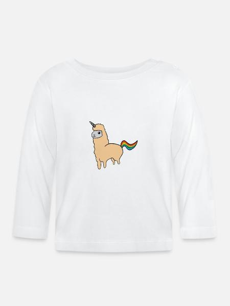 Alpaga licorne - T-shirt manches longues bio Bébé - blanc