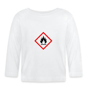 Caution Flammable - Organic Baby Long Sleeve T-Shirt - white - Front