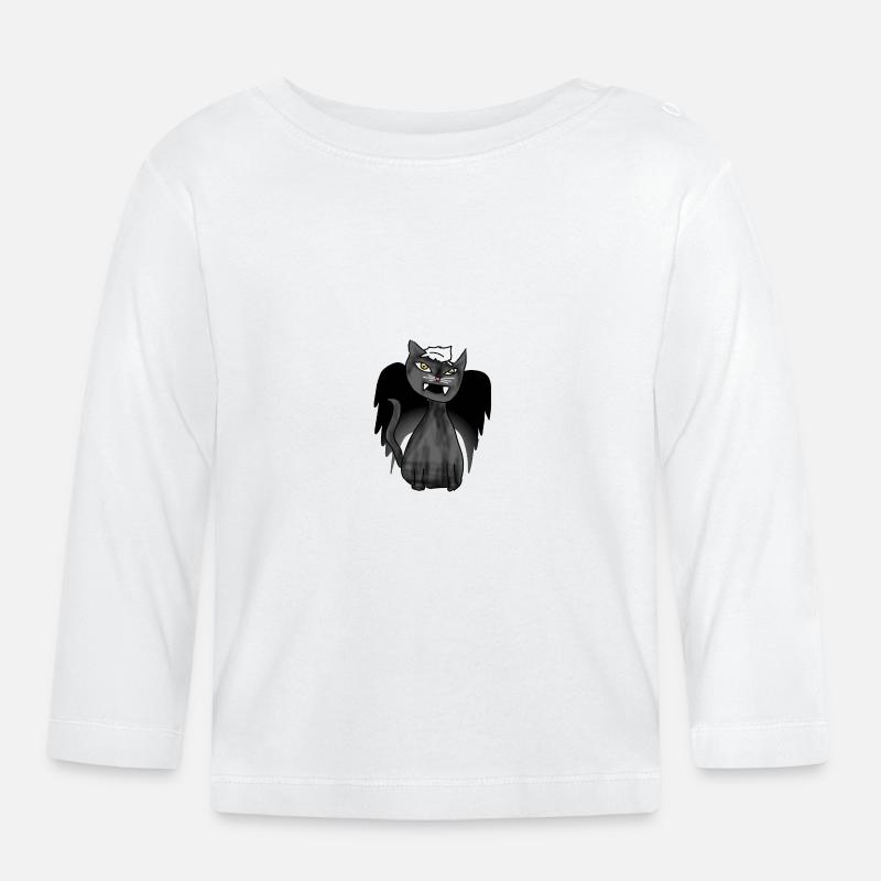 Le chat noir - T-shirt manches longues bio Bébé - blanc