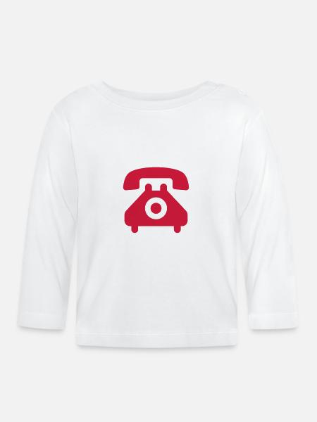 telefon sprechen hörer symbol - Baby Bio-Langarmshirt - Weiß