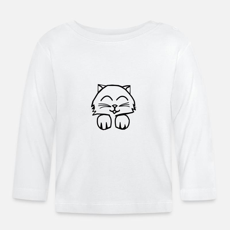 Süßes Katze Katzen Tshirt - Baby Bio-Langarmshirt - Weiß