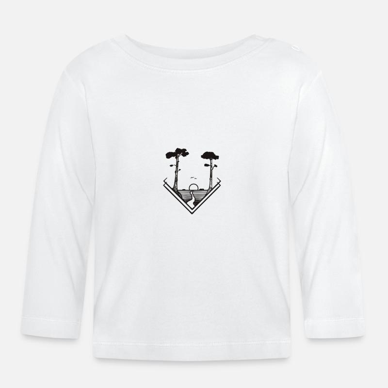 Illustration de nature graphique moderne - T-shirt manches longues bio Bébé - blanc